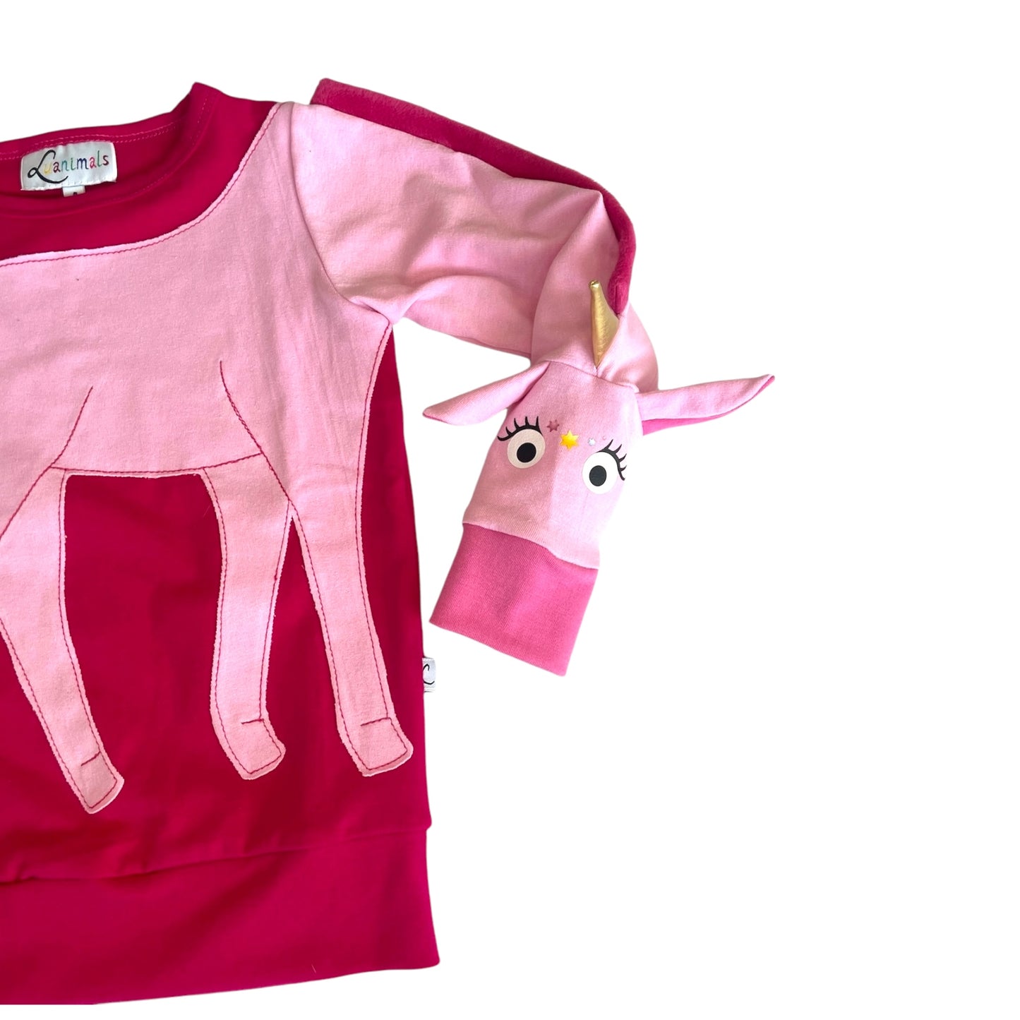 Pullover mit Einhorn aus Baumwoll-Jersey - Farbe pink