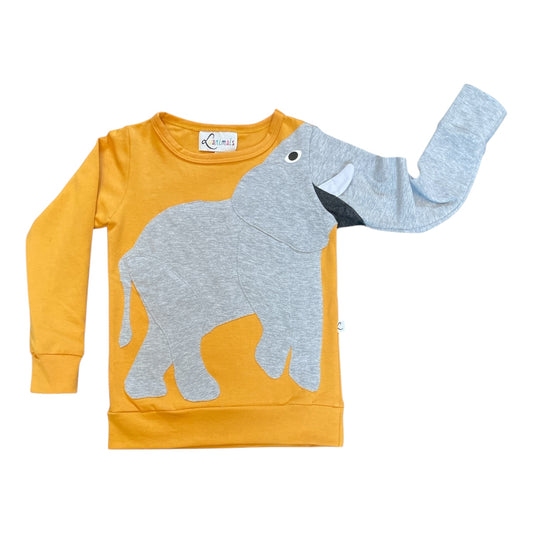 Pullover mit Elefant aus Baumwoll-Jersey - Farbe senf