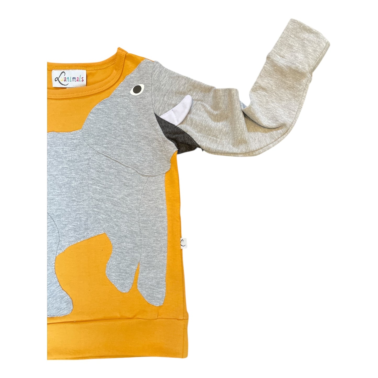 Pullover mit Elefant aus Baumwoll-Jersey - Farbe senf