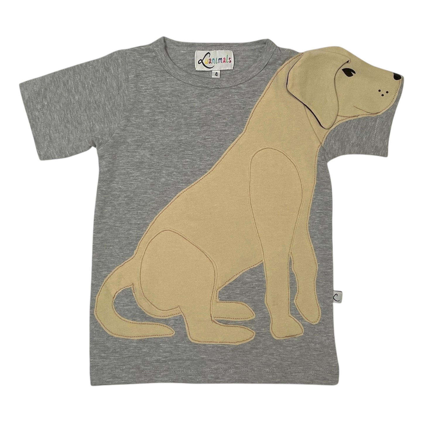 T-Shirt mit Hund aus Baumwoll-Jersey - Farbe grau creme beige