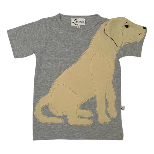 T-Shirt mit Hund aus Baumwoll-Jersey - Farbe grau creme beige