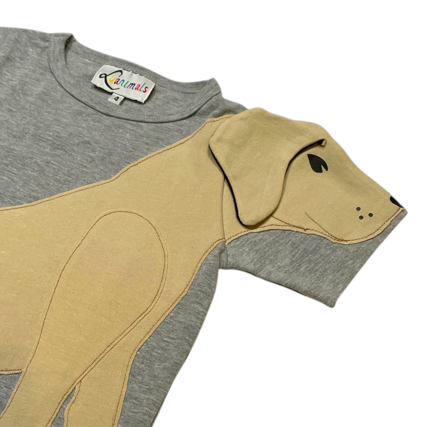 T-Shirt mit Hund aus Baumwoll-Jersey - Farbe grau creme beige