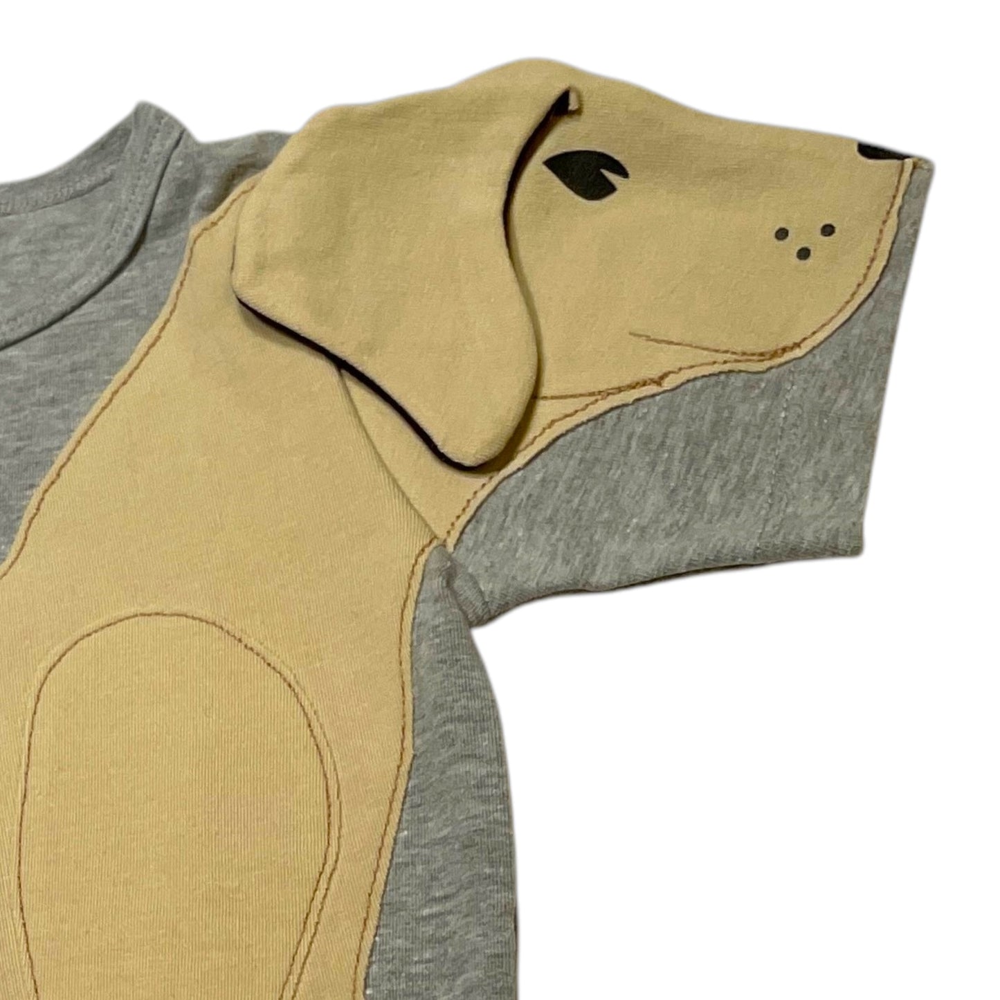 T-Shirt mit Hund aus Baumwoll-Jersey - Farbe grau creme beige