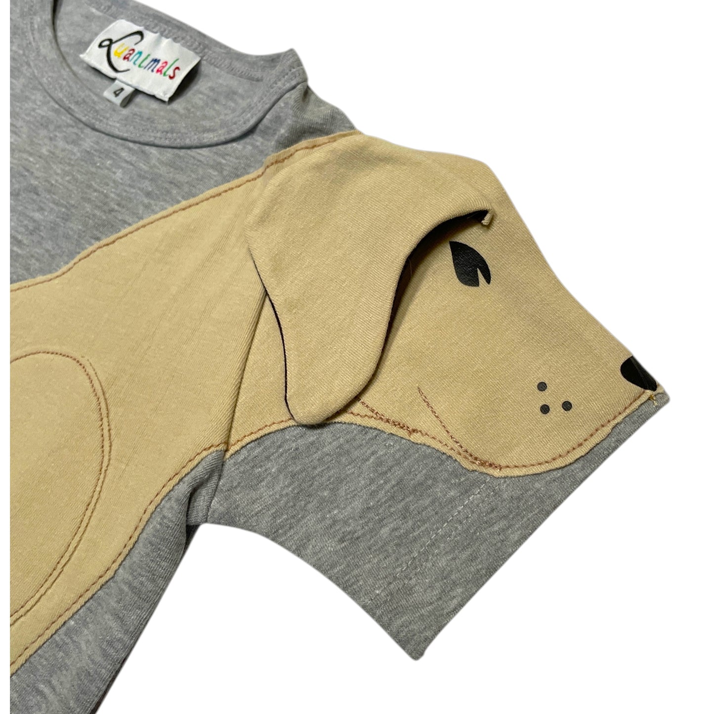 T-Shirt mit Hund aus Baumwoll-Jersey - Farbe grau creme beige