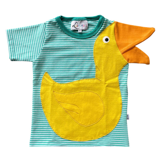 T-Shirt mit Ente aus Baumwoll-Jersey - Farbe türkis