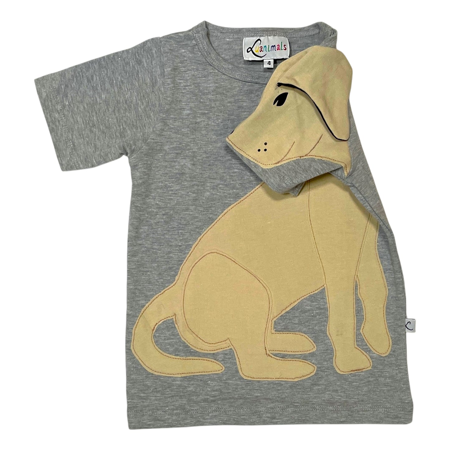 T-Shirt mit Hund aus Baumwoll-Jersey - Farbe grau creme beige