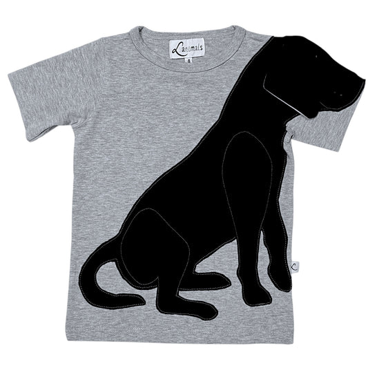 T-Shirt mit Hund aus Baumwoll-Jersey - Farbe grau braun
