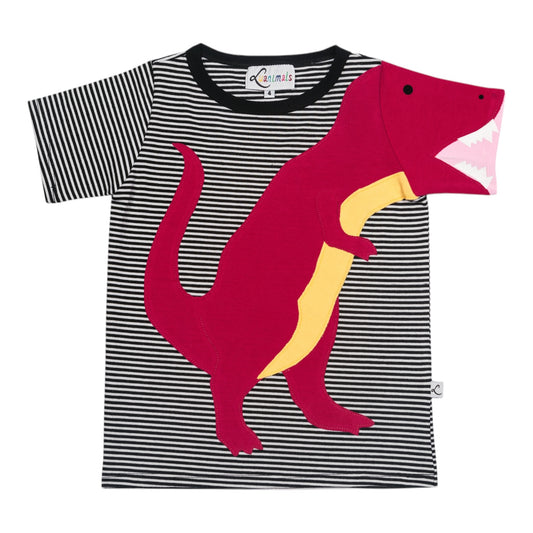 T-Shirt mit Dino aus Baumwoll-Jersey - Farbe pink