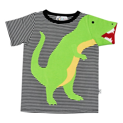 T-Shirt mit Dino aus Baumwoll-Jersey - Farbe grün