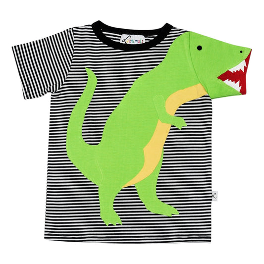 T-Shirt mit Dino aus Baumwoll-Jersey - Farbe grün