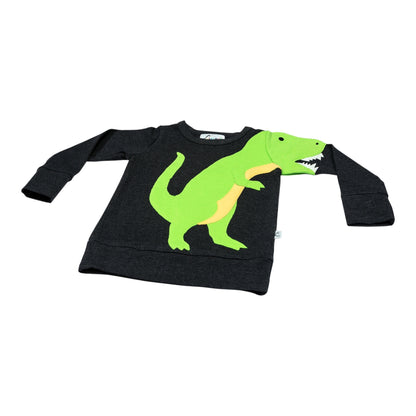Pullover mit Dino aus Baumwoll-Jersey - Farbe grau