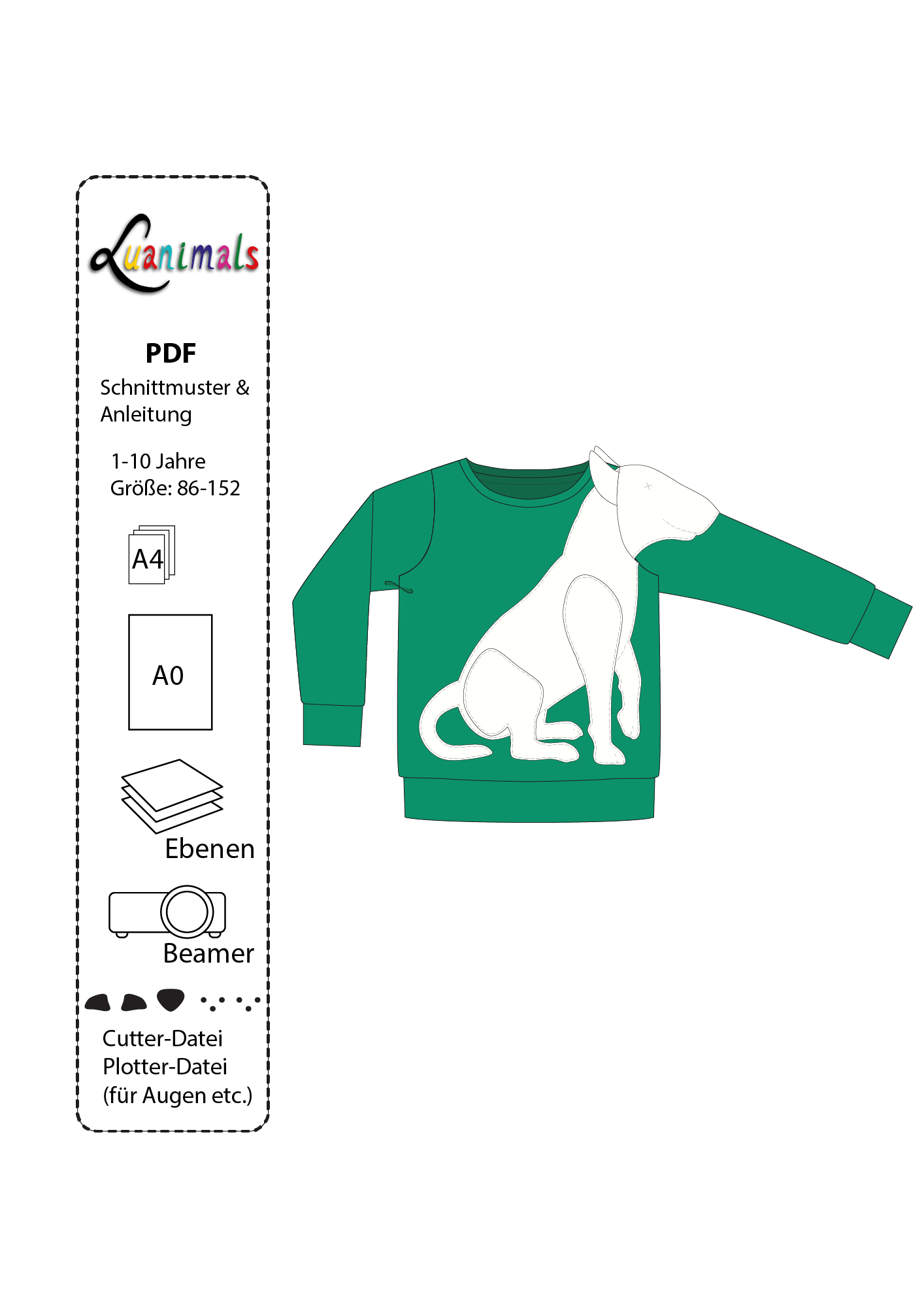 Schnittmuster Pullover "Bullterrier Berta"