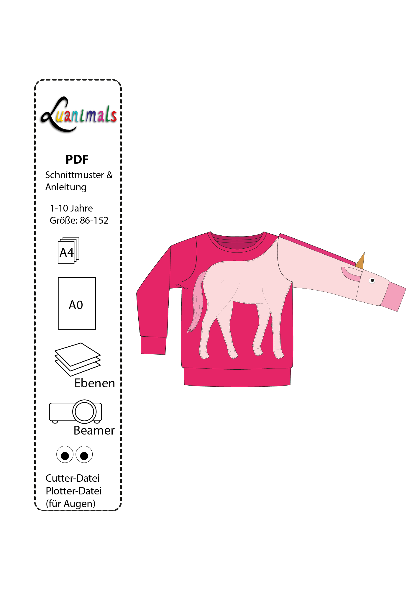 Schnittmuster Pullover "Einhorn Elon"