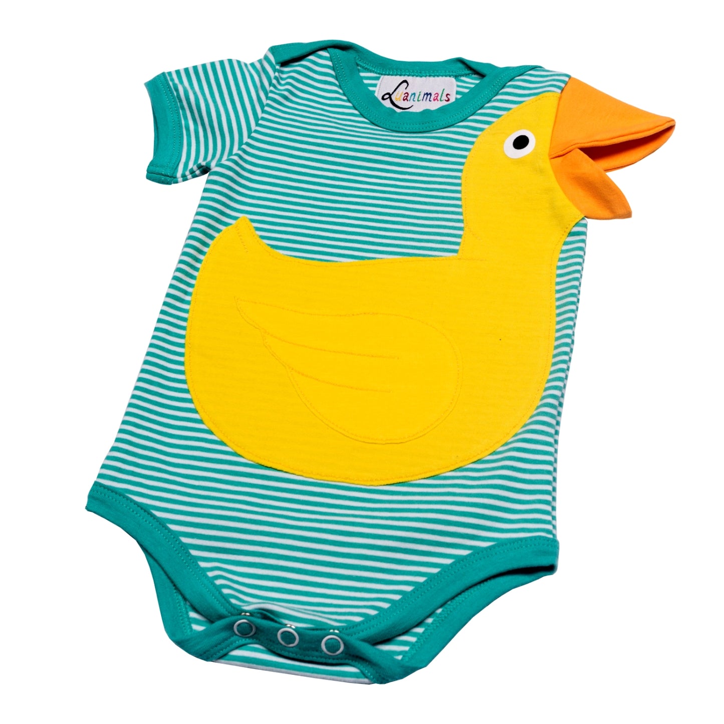 Baby Body mit Ente – kurzarm, türkis
