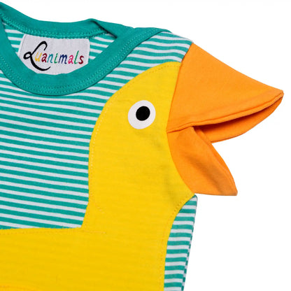 Baby Body mit Ente – kurzarm, türkis