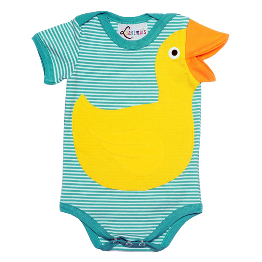 Baby Body mit Ente – kurzarm, türkis