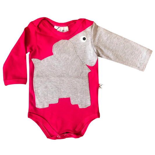 Baby Body mit Elefant – langarm, pink