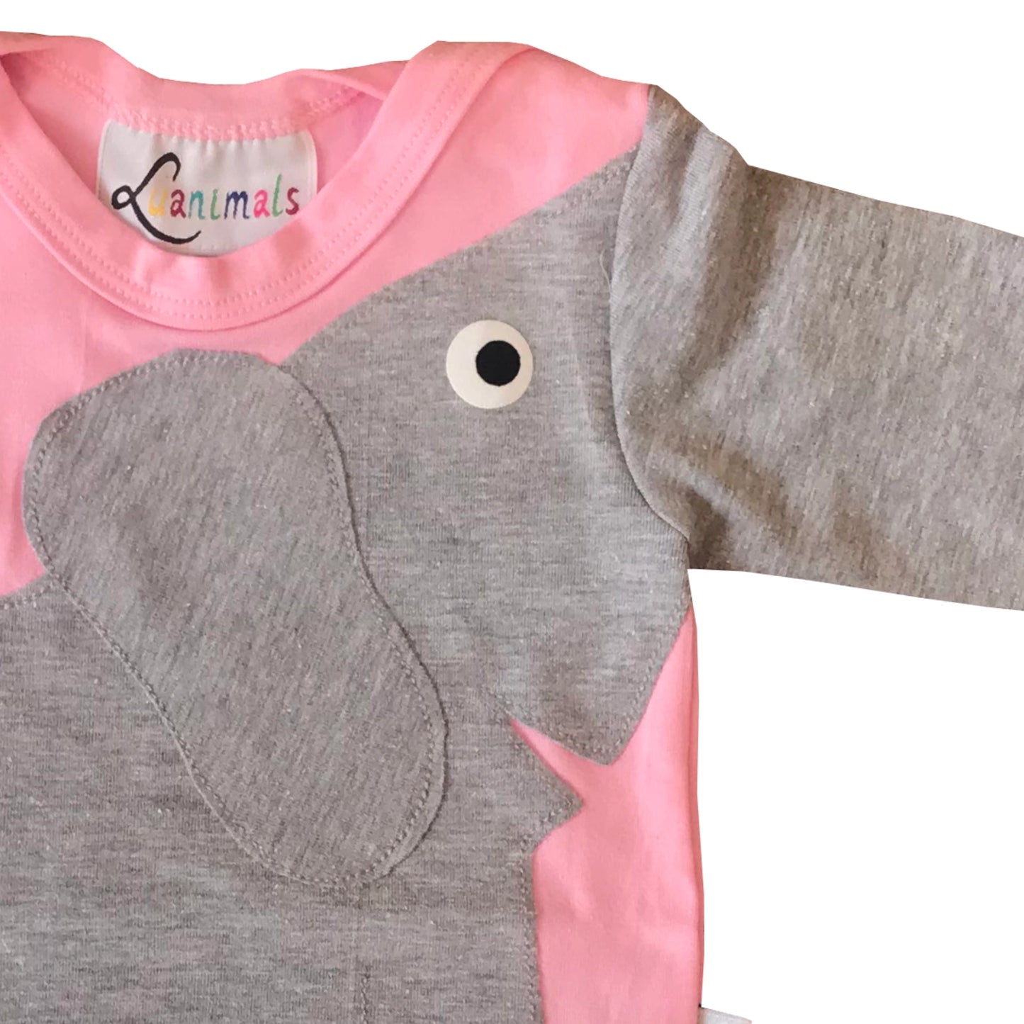 Baby Body mit Elefant – langarm, rosa