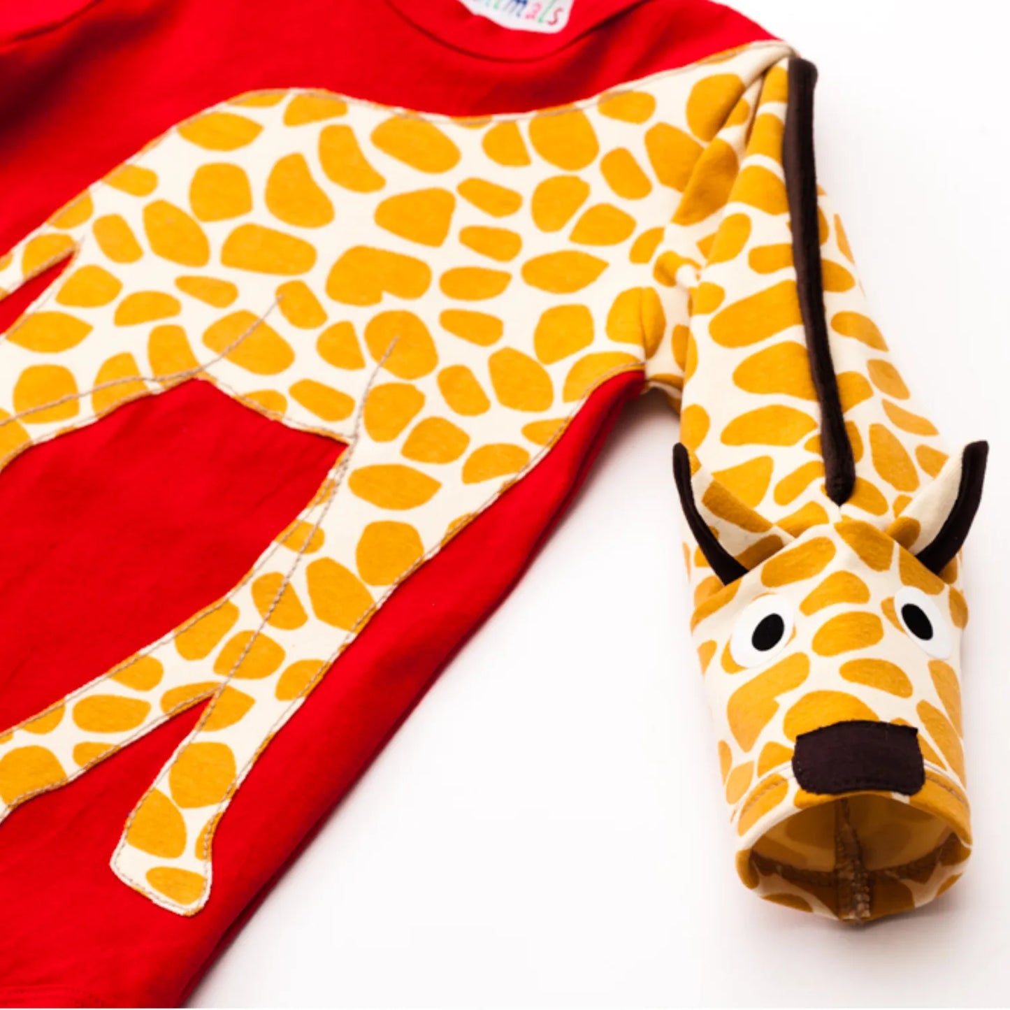 Baby-Body mit Giraffe – langarm, rot