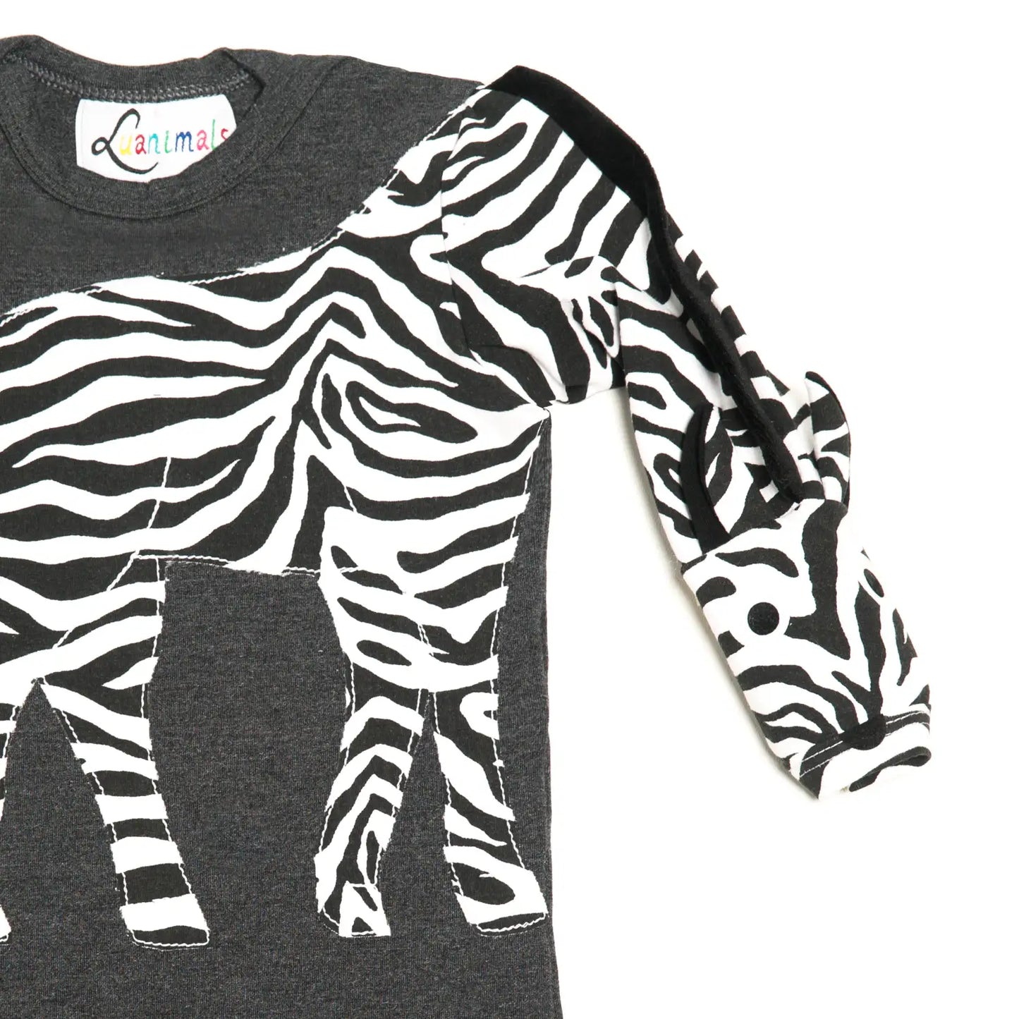 Baby-Body mit Zebra – langarm, grau
