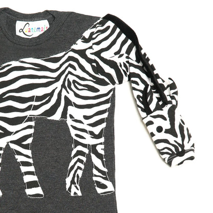 Baby-Body mit Zebra – langarm, grau